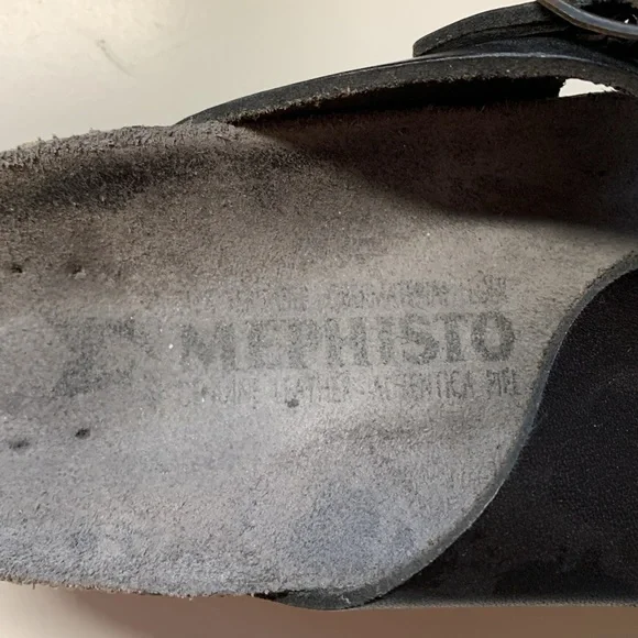 MEPHISTO Helen Slip-On Black Leather Sandals - Picture 3 of 6